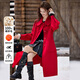 白鹿語(yǔ)100%綿羊毛長(cháng)款大衣25冬新年紅氣質(zhì)全羊毛毛呢外套女 嬌紅 M
