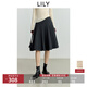 LILY2025秋新款女裝格雷系學(xué)院風(fēng)高腰通勤百褶裙A字半身裙小個子 509深灰 M