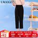 LAGOGO黑色直筒寬松百搭休閑褲女拉谷谷夏季新款高腰氣質(zhì)九分褲 黑色(W1) XL