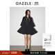 DAZZLE地素 連衣裙2024春季新款女裝深V復古鏤空刺繡短袖短裙 黑色 M