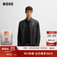 BOSS博斯【羊皮革】男士紋理羊皮革常規皮衣夾克 001-黑色 L (50)