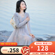 煙花燙針織內(nèi)搭長袖連衣裙高級(jí)感女裝2025秋裝新品氣質(zhì)繡花裙ZG 瀚川 淺灰色 M