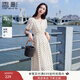 香影法式波點(diǎn)v領(lǐng)連衣裙女2025夏裝新款萊賽爾天絲泡泡袖高腰裙子 波點(diǎn) L 165/88A/110-125斤