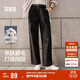 森馬（Semir）休閑褲女純棉打褶闊腿褲腰帶秋復古磨毛長(cháng)褲顯腿長(cháng)101524127005A
