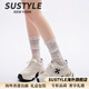 SUSTYLE國際高端品牌女裝2025冬季新款厚底老爹鞋女休閑增高運動(dòng)休閑鞋 米白色[增高6.5cm] 36