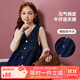 ASK JUNIOR女童連衣裙秋兒童無(wú)袖百搭牛仔裙開(kāi)衫背心長(cháng)裙連衣裙 藍色 170 