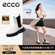 愛步（ECCO）厚底切爾西靴女 倪妮同款一腳蹬女靴中筒牛皮靴 蹤跡220753 石灰色22075301378 36