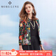 MORELINE沐蘭針織印花長(cháng)袖外套韓版修身休閑棒球服外套女秋裝復古港風(fēng)上衣 克綠花 XL