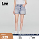 Lee25新品舒適版毛邊設(shè)計天絲淺藍色水洗女牛仔短褲潮流A08078