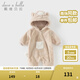 戴維貝拉（DAVE＆BELLA）新生兒爬服嬰兒連體衣0-6個(gè)月寶寶衣服冬季新款牛奶絨男寶睡衣 卡其色【現貨】 73cm （建議身高66-73cm）