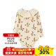 Milkbarn2025新品嬰兒長袖包屁衣女寶寶哈衣爬爬服春夏嬰幼兒衣服 米色兔兔 80cm (12-18月-參考身高73-80cm)