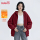班尼路（Baleno）加絨連帽衛衣女秋冬新款保暖寬松灰色減齡休閑拉鏈開(kāi)衫外套女上衣
