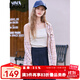 百圖betu女裝2025春季新款襯衫美式復古寬松格子開(kāi)衫外套女2502T33 粉紅 M