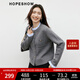 紅袖小香風(fēng)氣質(zhì)針織開(kāi)衫2025冬季新款女裝撞色條紋木耳邊拼接短上衣 煙灰056（M碼預售10.16） L