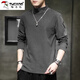 啄木鳥(niǎo)長(cháng)袖t恤男2025秋冬新款加絨加厚半高領(lǐng)打底衫保暖修身德絨上衣男 2162深灰 XL 建議120-145斤