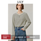 LILY2025秋新款撞色黑白條紋刺繡正肩圓領(lǐng)休閑通勤長(cháng)袖T恤上衣女 601白色 M
