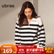 ubras【劉雯同款】慕斯絨條紋保暖加絨家居服套裝女加厚加絨睡衣冬季女 小翻領(lǐng)-白色 M