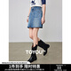 初語(yǔ)復古高腰前約克泡芙牛仔裙女2024夏季新款中藍a字短裙半身裙 牛仔中藍 L