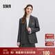 森馬西裝外套女中長款學(xué)院風(fēng)2025春寬松灰色休閑西服109125111001