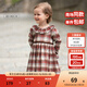 戴維貝拉（DAVE＆BELLA）洋氣童裝公主裙女童連衣裙寶寶裙子女孩格子裙秋裝新款童裙 暗紅格【現貨】 80 cm（建議身高73-80cm）