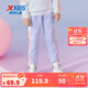 特步童裝女童加絨褲子拼接長(cháng)褲春秋新款兒童秋裝中大童運動(dòng)褲 蒜紫色 160 cm
