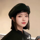 日系大頭圍畫家帽子女款2025新款顯臉小貝雷帽休閑百搭韓系八角帽 黑色[四季款&隨意帶出型手殘黨友 均碼