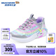 Skechers斯凱奇兒童閃穿鞋春秋時尚新年女童公主閃燈一腳蹬休閑鞋302296L 銀色/多彩色/SMLT 30
