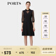 PORTS寶姿春季新品女裝鏤空花卉衣袖休閑風連衣裙ALP8D023JWP052 黑色 M (6)