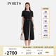 PORTS寶姿女裝2025春夏新款簡(jiǎn)約時(shí)尚撞色褶裥拼接短袖連衣裙ALQ8D045UWQ050 黑色 XL （10）