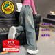 G.DUCKKIDS童裝女童褲子春秋季2025新款潮流闊腿褲兒童牛仔褲女大童高腰長褲 復(fù)古藍 160 尺碼13~14歲【150-160cm】