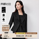 尚都比拉商務(wù)職場(chǎng)通勤西裝女春季黑色修身外套一?？坶_(kāi)衫上衣 黑色  L 