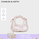 CHARLES&KEITH蝴蝶結褶皺手提斜挎小方包生日禮物女七夕禮物CK2-40151496 Baby Pink淺粉紅色 中包