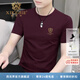 西克界（XIKEJIE）輕奢名牌男士高端t恤短袖冰絲2025夏季新款速干半袖薄款奢侈男裝 酒紅色【官方正品 禮盒包裝】 4XL （建議180-200斤）