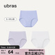 ubras40S純棉女士內(nèi)褲女7A抗菌襠加長檔高腰三角褲3條裝 藍+紫+白L