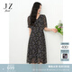 玖姿植物系清新碎花收腰連衣裙女2025夏季新款JTFX50014 花黑 XL