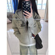 燦圖 韓系可愛小熊印花連帽衛(wèi)衣女秋季寬松開衫外套ins潮流拉鏈上衣服 白灰色 L