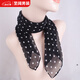 儷韻小屋（LiYunHouSe）兩條裝-春夏百搭波點(diǎn)小方巾復古時(shí)尚印花絲巾女護頸新款防曬紗巾 圓點(diǎn)方巾黑色 65cm*65cm