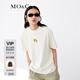 MO&Co.春夏卡通刺繡小黃鴨高領(lǐng)內搭上衣短袖T恤女黑色白色內搭 C11米白 S