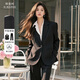 韓曼柯（HANMANKE）西裝套裝女兩件套日常通勤女裝黑色西服外套商務(wù)面試女士職業(yè)正裝