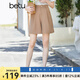 betu百圖女裝短褲女夏ins風(fēng)簡(jiǎn)約多色休閑短褲女高腰闊腿褲短褲女2204T57 咖啡色 M