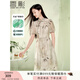 香影新中式國風(fēng)連衣裙女2025夏季新款天絲盤(pán)扣泡泡袖碎花改良旗袍 米色 S