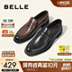百麗通勤商務(wù)皮鞋男春秋牛皮套腳樂福鞋休閑皮鞋A0632AM2 黑色 40 (250mm)