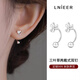 Lnieer999足銀三葉草耳釘女養耳洞耳環(huán)螺絲擰扣耳骨釘2026年新款潮耳飾 三葉草耳釘【999足銀】