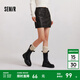 森馬（Semir）陳都靈同款半身裙女高腰柔軟PU仿皮裙子2024冬新款酷感辣妹短裙 黑色調00399 170/74A/XL