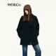 MO&Co.毛呢大衣2025秋新品綿羊毛雙面呢復古領(lǐng)袢金扣斗篷外套MBE3OVC004 黑色 XS /155