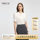 PRICH職場(chǎng)商務(wù)時(shí)尚知性飄帶V領(lǐng)短袖襯衫25夏季新款垂順氣質(zhì)正肩襯衣女 39象牙白色 L 170