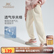 英氏（YEEHOO）女童褲子兒童衛(wèi)褲中大童裝休閑褲秋季休閑百搭運(yùn)動(dòng)長(zhǎng)褲 米白 160