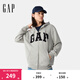 Gap男女裝2025春季新款字母logo拉鏈連帽衛衣寬松外套美版868454 灰色 S 美碼 M亞洲碼175/92A