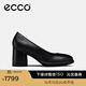 愛(ài)步（ECCO）高跟單鞋女 包頭粗跟鞋一腳蹬單鞋女 雕塑222603 黑色22260301001 37