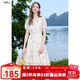 百圖betu女裝2025夏季新款短袖連衣裙重工刺繡文藝連衣裙裙子2507T67 杏色 M